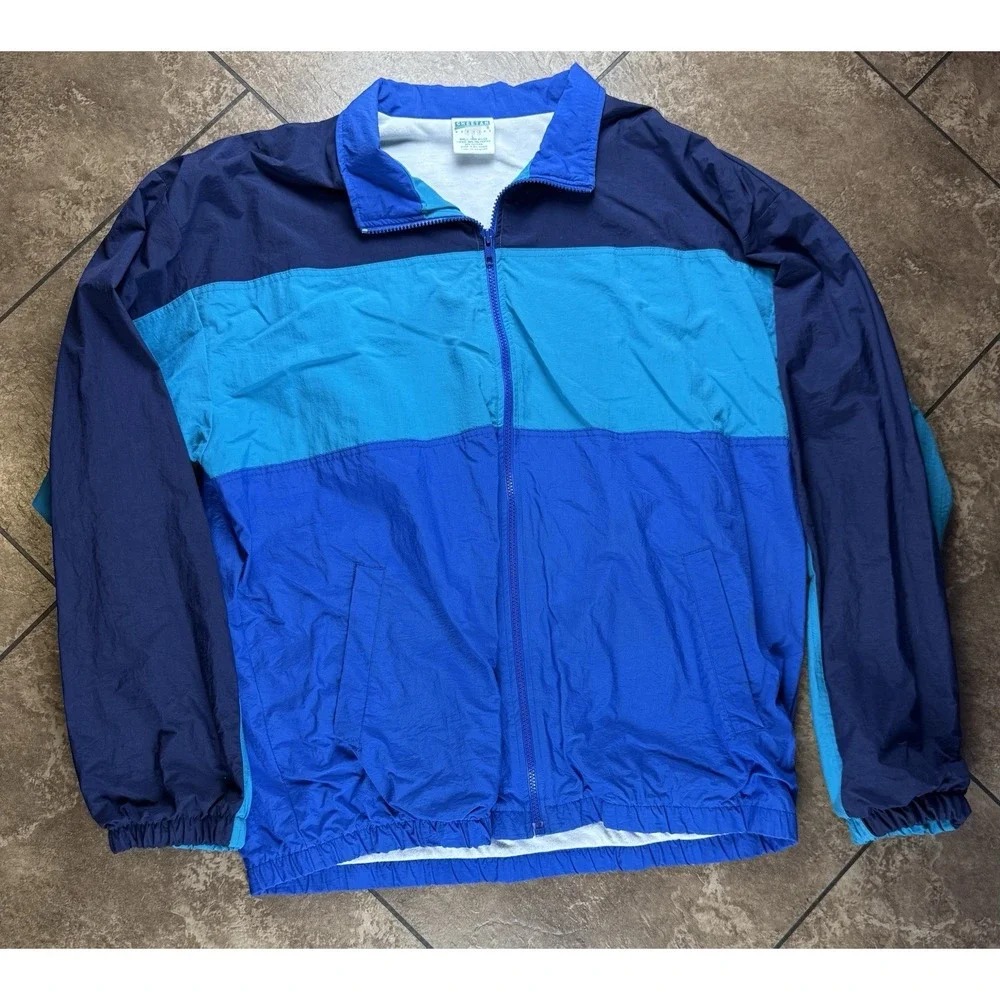 Vintage 90s Cheetah Mervyn's Colorblock Windbreaker Track Jacket Unisex Large